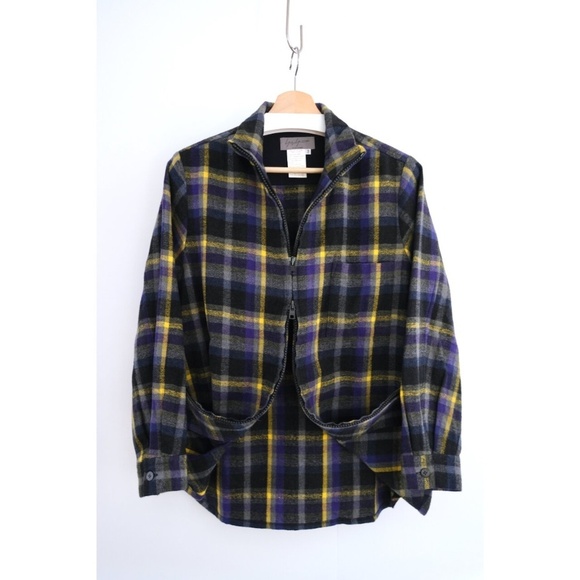 Yohji Yamamoto - AW02 Wool Flannel Dual-Zip Plaid Shirt/Jacket - Picture 3 of 15